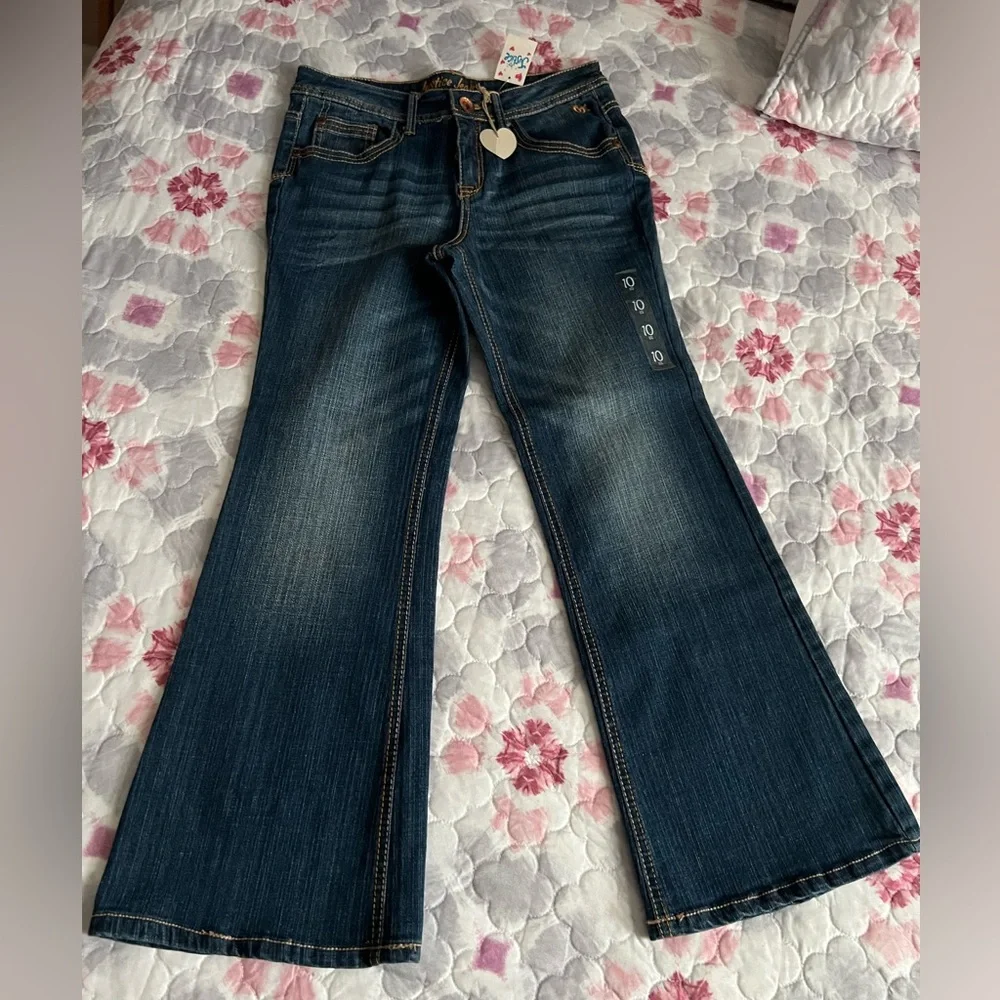 NWT Justice Girls/Youth Dark Blue Flare Boot Cut Jeans Size 10 1/2